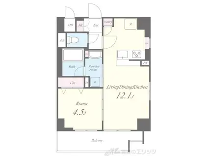 AROME梅田(1LDK/8階)の間取り写真