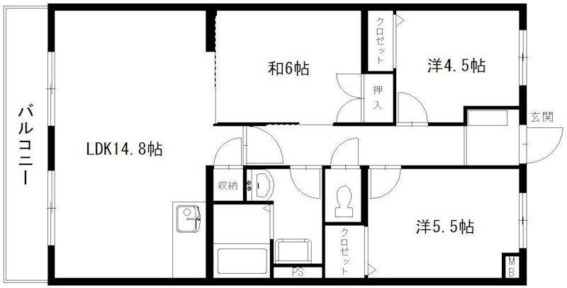 エスペランサAOI(3LDK/3階)の間取り写真