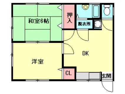 植木アパート(2DK/2階)の間取り写真