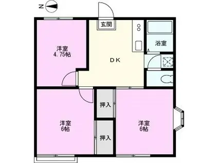 ファミーユ原田(3DK/1階)の間取り写真