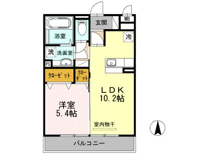 スカイパレ(1LDK/3階)の間取り写真