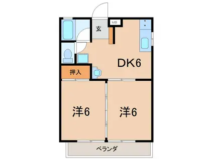 カールヘルム(2DK/2階)の間取り写真