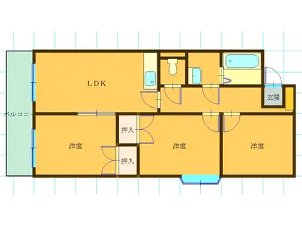 グランドヒル野中(3LDK/5階)の間取り写真