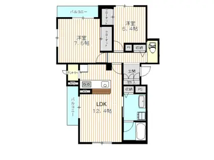 ジュヌ メナージュ(2LDK/2階)の間取り写真