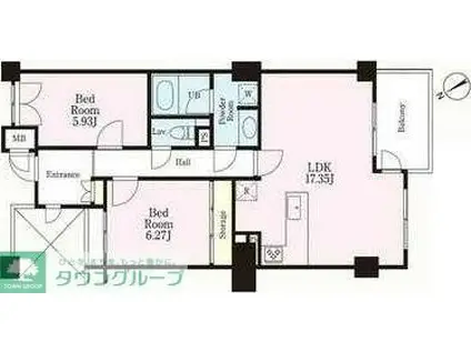 カスタネア栗平(2LDK/4階)の間取り写真