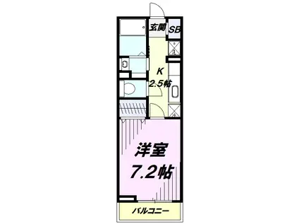 グランプラトI(1K/2階)の間取り写真