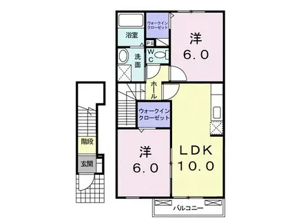 カーサ・エレガンテA(2LDK/2階)の間取り写真