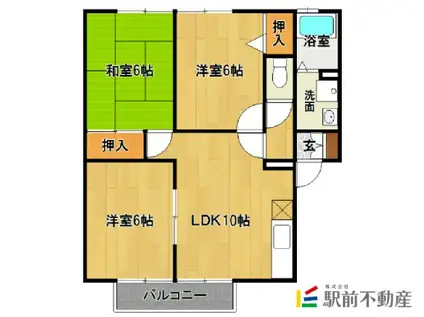 サンライフ尼寺 A(3LDK/1階)の間取り写真