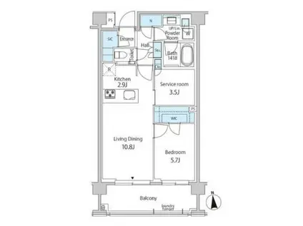 グリーンレジデンス赤坂(2LDK/4階)の間取り写真