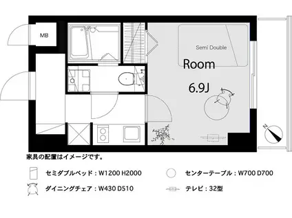カテリーナ千駄木(1K/5階)の間取り写真