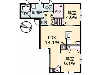 ヴィラフェリーク(2LDK/1階)の間取り写真