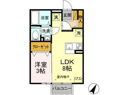 パルコートM(1LDK/2階)の間取り写真