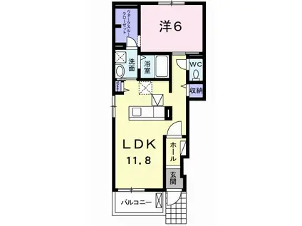 ボンヌ・シャンス(1LDK/1階)の間取り写真