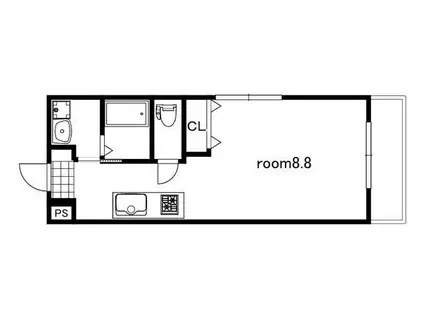 TW.RAINBOW TM(ワンルーム/2階)の間取り写真