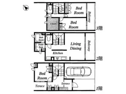 プレミアガーデン本郷(3LDK/1階)の間取り写真