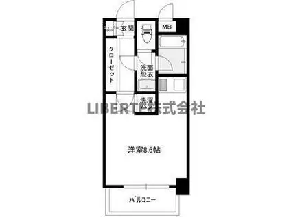 ビュークレスト大橋駅前(ワンルーム/4階)の間取り写真