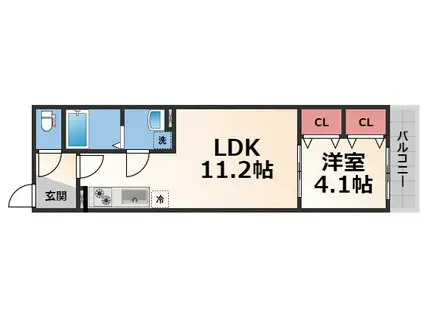 BADGETOMOIESTI(1LDK/3階)の間取り写真