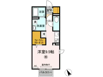 アローネ(ワンルーム/2階)の間取り写真