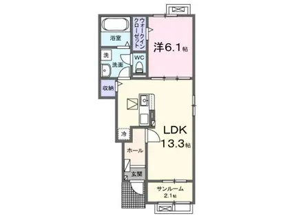 ル・クール A(1LDK/1階)の間取り写真