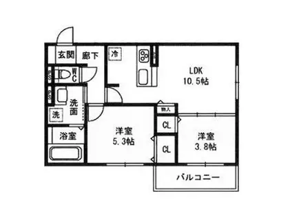 ボヌールコート(2LDK/1階)の間取り写真