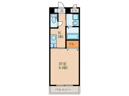 ERIOS COURT折尾(1K/1階)の間取り写真