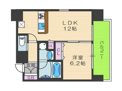 プレジオ天神橋II(1LDK/8階)の間取り写真