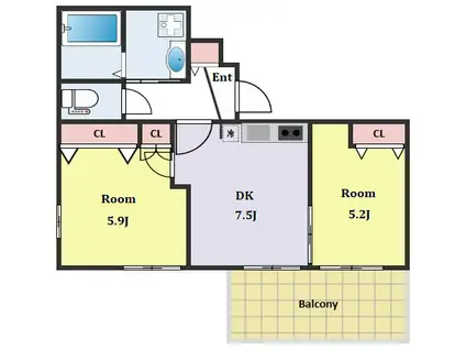 AZALEA 三軒茶屋(2DK/3階)の間取り写真