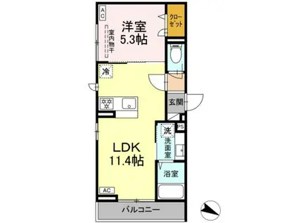 エリオント東柏ヶ谷2丁目(1LDK/2階)の間取り写真