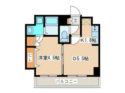 Lコート南郷丘(1DK/3階)の間取り写真