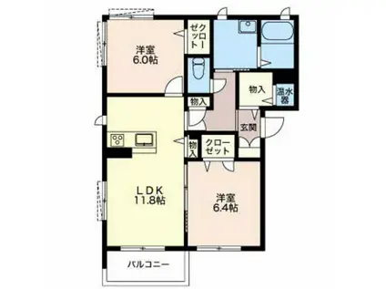 レフィシア(2LDK/1階)の間取り写真