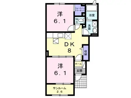 サリュー IV(2DK/1階)の間取り写真