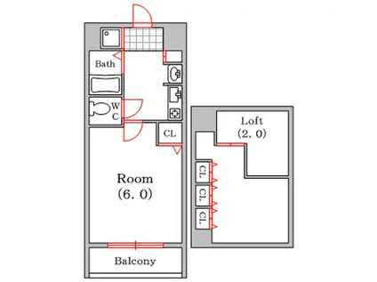 エステムコート難波ミューステージ(1SK/10階)の間取り写真