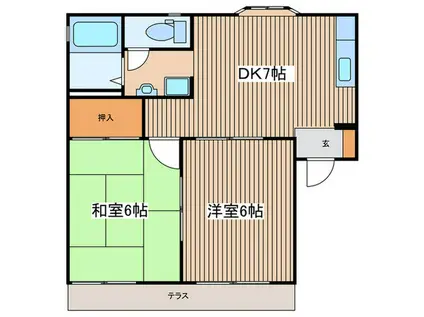 もちの木ハイツ(2DK/1階)の間取り写真