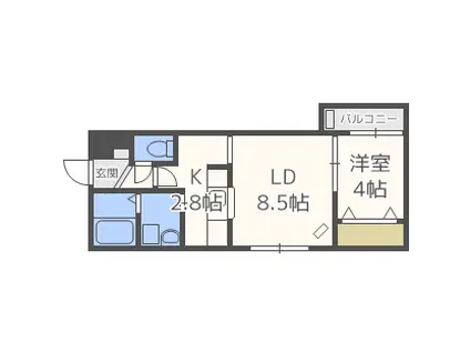 ハルトラーテ山鼻II(1LDK/2階)の間取り写真