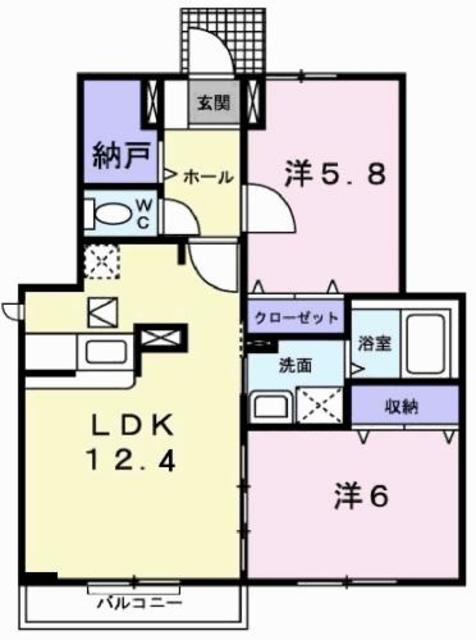カルフールA(2LDK/1階)の間取り写真