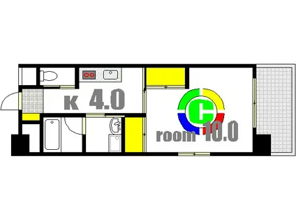 グロリアス十日市(1K/3階)の間取り写真