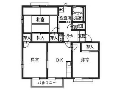 ボンリビエール吉田B(3DK/1階)の間取り写真