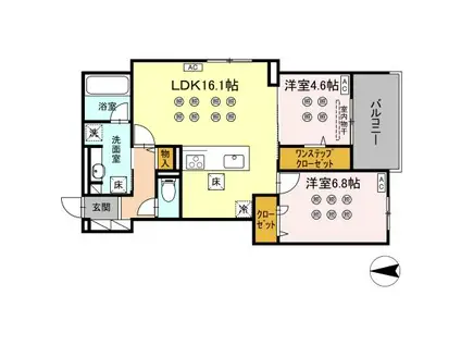 CREST COURT(2LDK/1階)の間取り写真