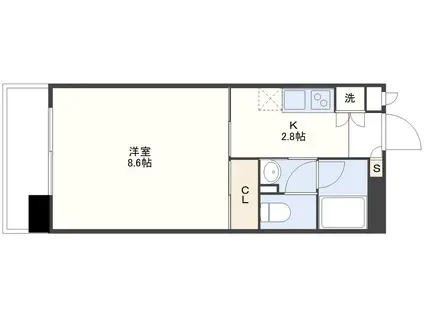 アーバス花丘(1K/4階)の間取り写真