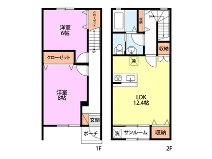 アルベレータ蓮野 II棟(2LDK/1階)の間取り写真