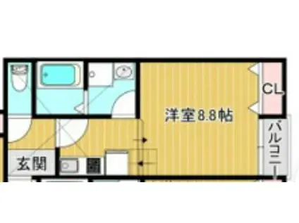 CALM竹下(ワンルーム/2階)の間取り写真