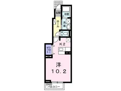 サンフレイムYABE A棟(ワンルーム/1階)の間取り写真