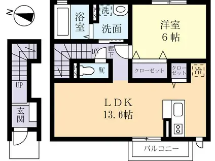 ヴァルールヴィラ(1LDK/2階)の間取り写真