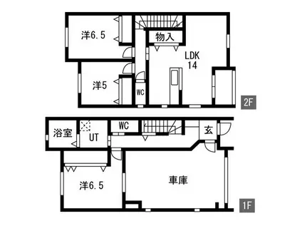 八家町 ファミリー向け インナーガレージハウス(3LDK/1階)の間取り写真