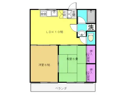 プラネ向陽 第2号棟(2LDK/2階)の間取り写真