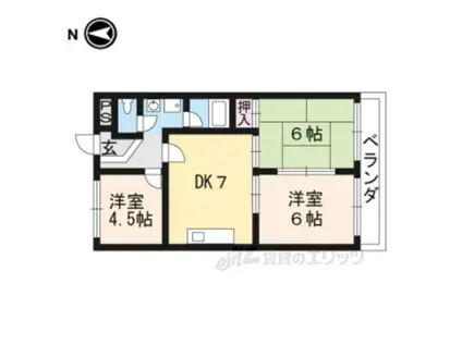 勧修寺ハイツ(3DK/3階)の間取り写真