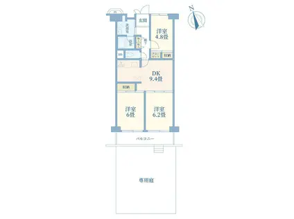メイツ川口(3DK/1階)の間取り写真