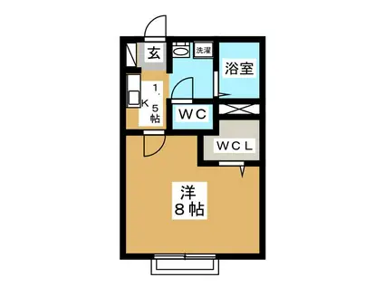 アルカサールII(1K/1階)の間取り写真