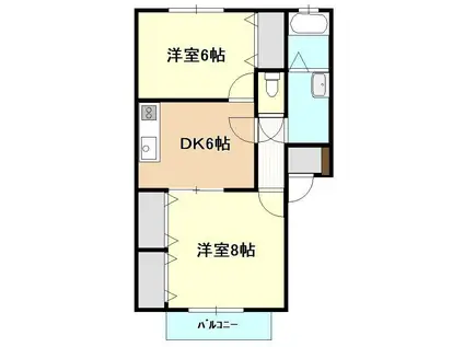 フラリッシュ・コア(2DK/1階)の間取り写真