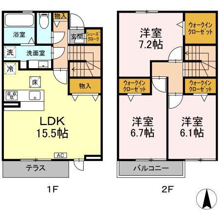 パークヒルズ(3LDK/1階)の間取り写真
